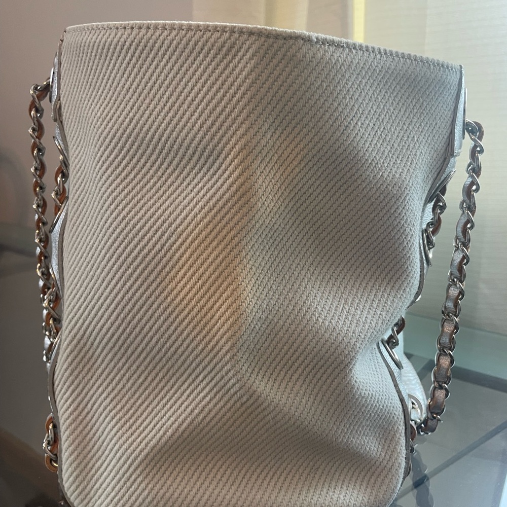 Burberry Blue Label Tote Shoulder Bag Tweed Leather Chain Strap Japan Exclusive - Picture 13 of 17